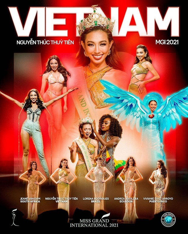 Globalbeauties cập nhật ảnh bìa hình Thuỳ Tiên sánh vai các nàng hậu thế giới