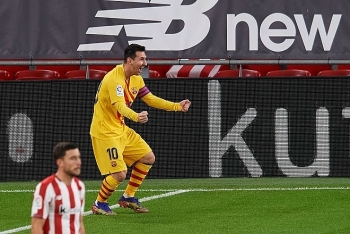 Messi lập cú đúp đưa Barcelona vào top 3 La Liga
