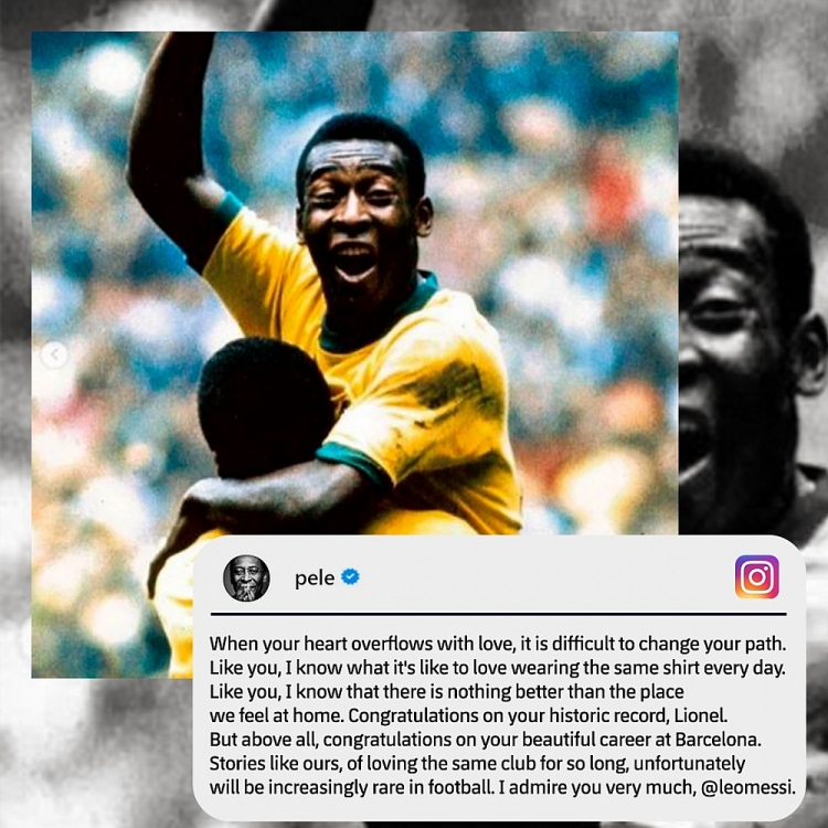 Bị Messi san bằng kỷ lục ghi bàn, 'Vua bóng đá' Pele gửi lời chúc mừng hậu bối