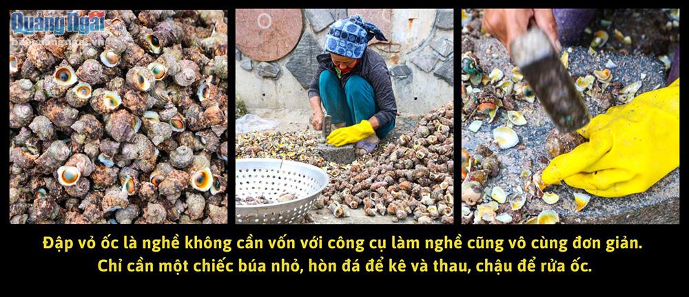 Nghề đập vỏ ốc ở Lý Sơn