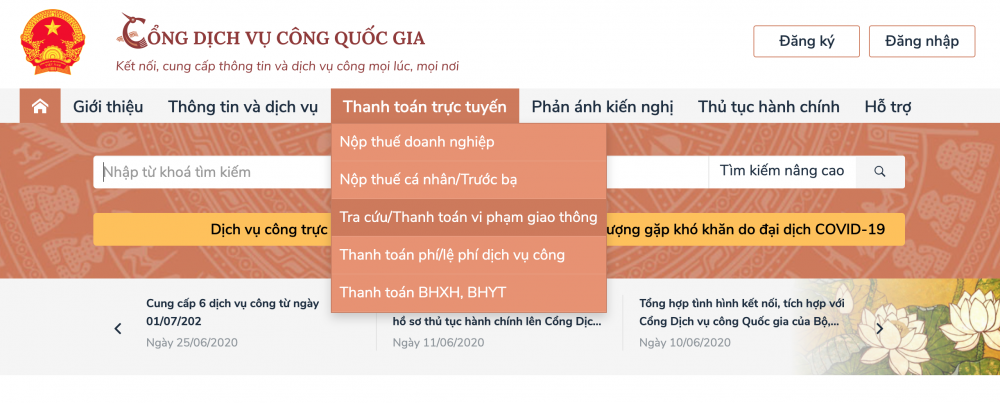 huong dan cach nop phat vi pham giao thong qua mang