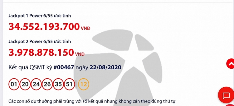 ket qua xo so vietlott power 655 toi ngay 2282020 37 ti dong ve tay ai