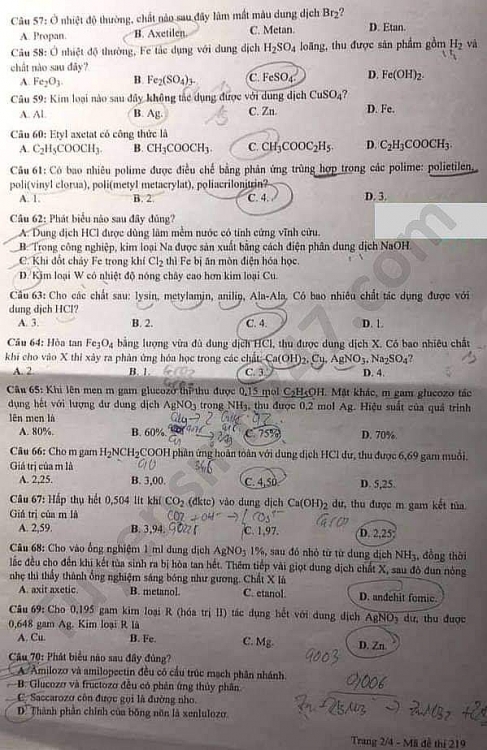 de thi mon hoa hoc tot nghiep thpt quoc gia 2020 dot 2