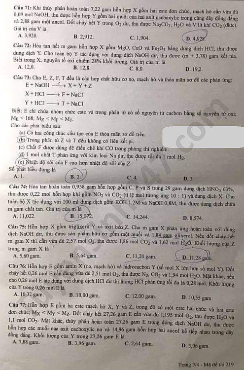 de thi mon hoa hoc tot nghiep thpt quoc gia 2020 dot 2