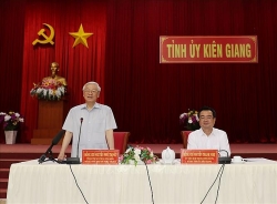 hinh anh tong bi thu chu tich nuoc tham lam viec tai tinh kien giang