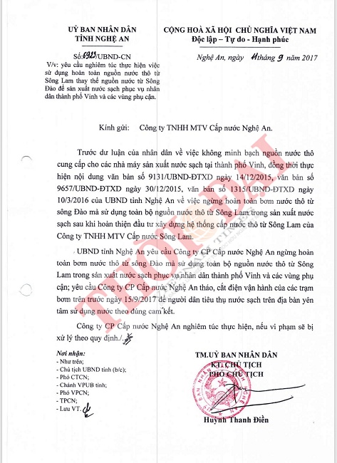 cong ty nuoc nghe an bom nuoc o nhiem de san xuat nuoc sach