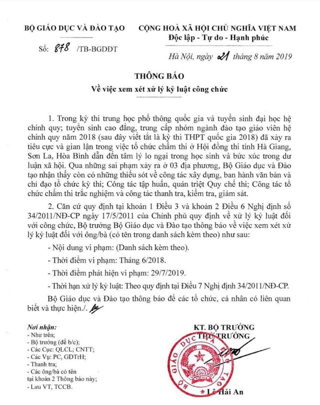13 cán bộ, lãnh đạo bị xem xét kỷ luật, Bộ GDĐT nói gì?