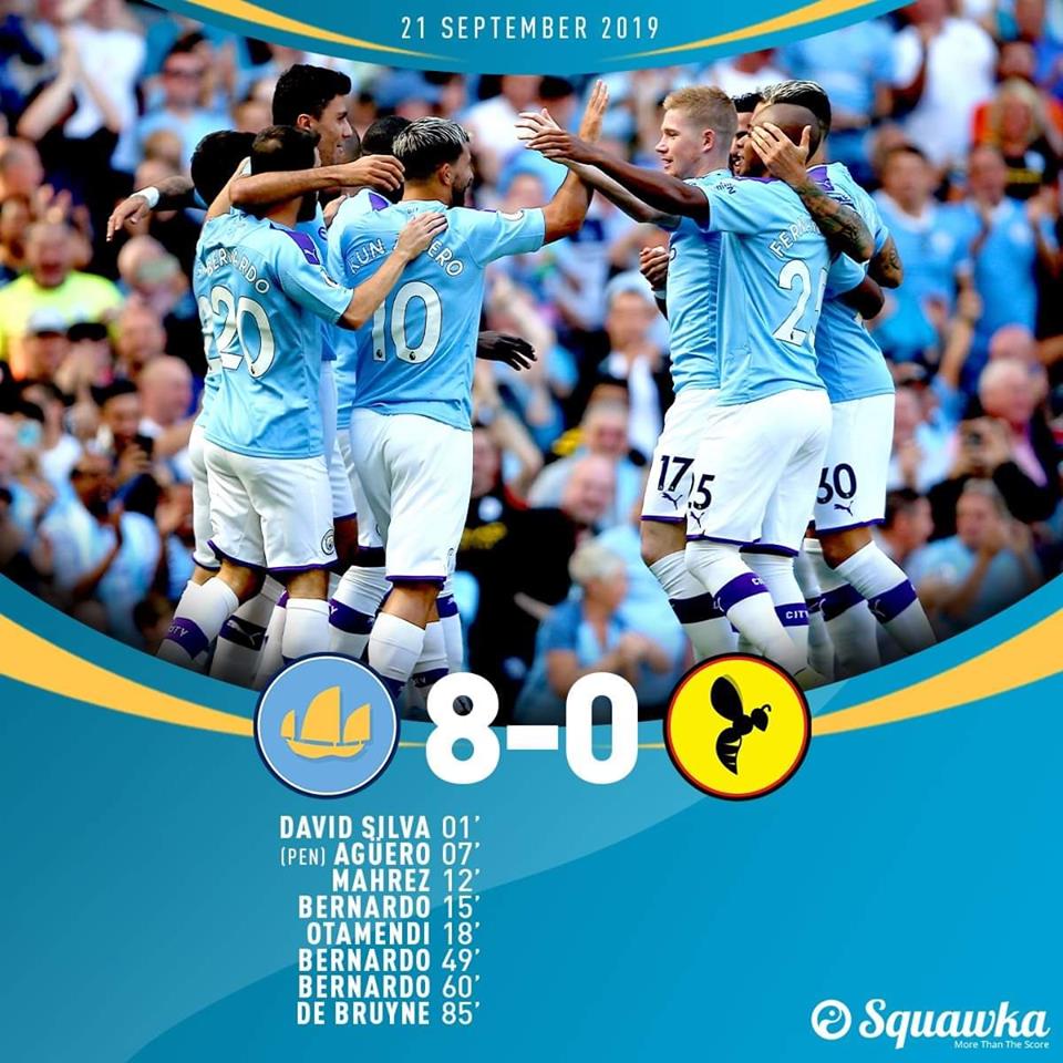 Man City trút giận lên Watford với tỷ số huỷ diệt 8-0