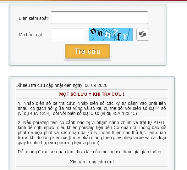 cach tra cuu xe bi phat nguoi o da nang