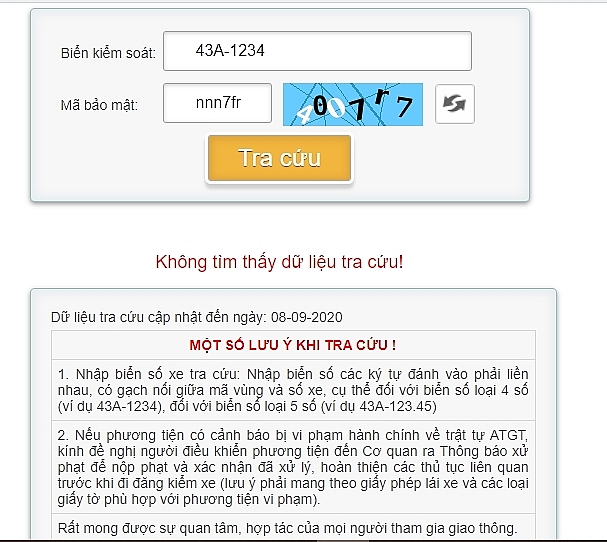 cach tra cuu xe bi phat nguoi o da nang