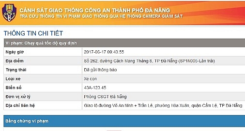 cach tra cuu xe bi phat nguoi o da nang