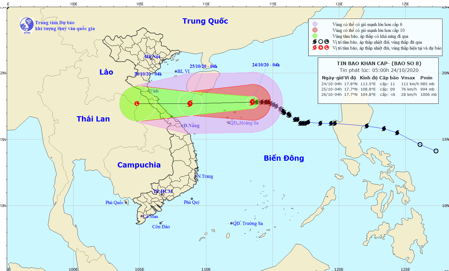 Bão số 8 giật cấp 13 cách Hoàng Sa 160km, từ đêm nay Nghệ An đến Thừa Thiên-Huế mưa to