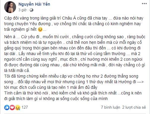 facebook sao viet hom nay 276 sao viet tiec nuoi khi song song ly hon noi it ngon tinh di va hy sinh cho nhau that nhieu