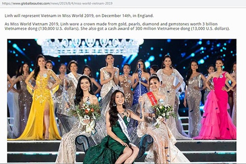 luong thuy linh dang quang miss world viet nam bao quoc te noi gi