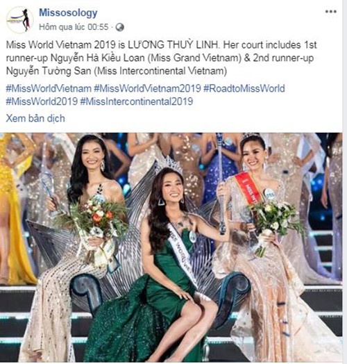 luong thuy linh dang quang miss world viet nam bao quoc te noi gi