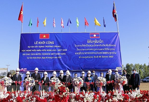Khởi công trường Trung học nghề kiểu mẫu Hữu nghị Lào-Việt Nam | Giáo dục | Vietnam+ (VietnamPlus)