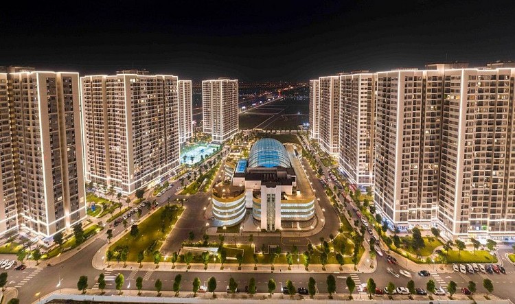 Toàn cảnh phân khu Sapphire 2 – Vinhomes Ocean Park về đêm.