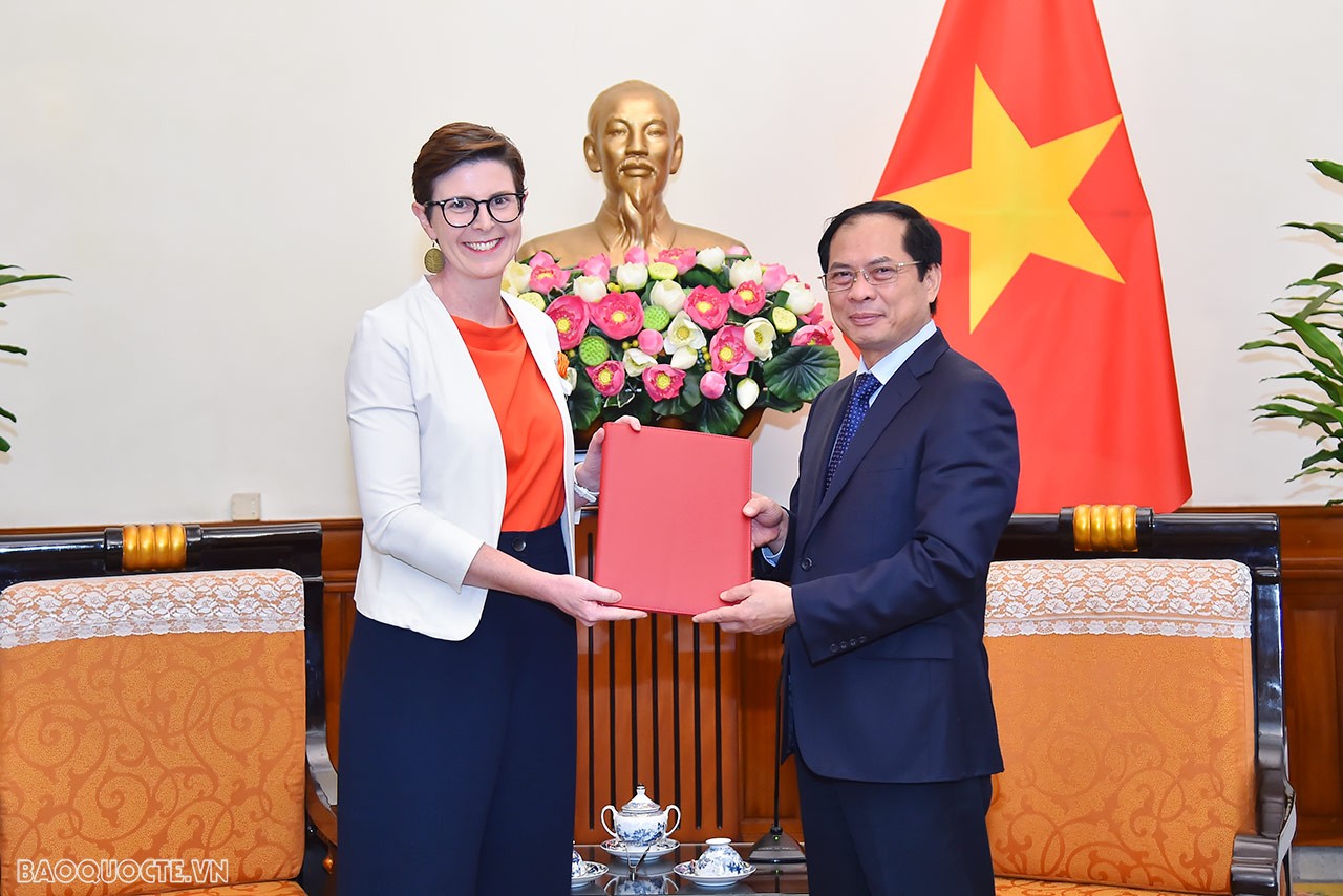 Bộ trưởng Ngoại giao Bùi Thanh Sơn tiếp bà Angela Pratt, Đại diện mới của WHO đến trình Thư Ủy nhiệm