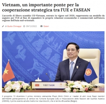Truyền thông Italy nêu bật vai trò cầu nối của Việt Nam trong quan hệ ASEAN - EU