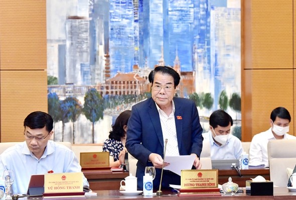 Trưởng Ban Dân nguyện Dương Thanh Bình báo cáo tại phiên họp. Ảnh: VPCP