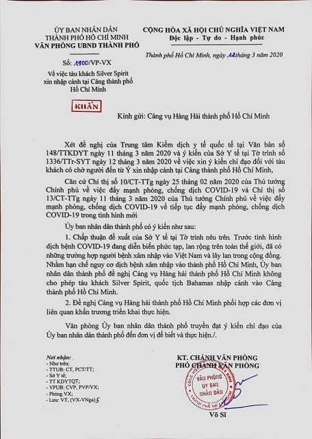 tphcm khong cho tau khach silver spirit nhap canh