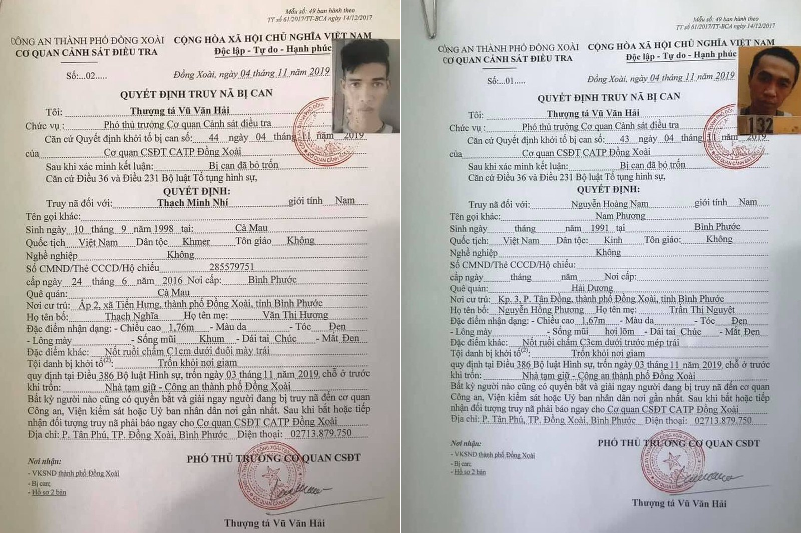 truy na 2 doi tuong tron khoi nha giam tai binh phuoc