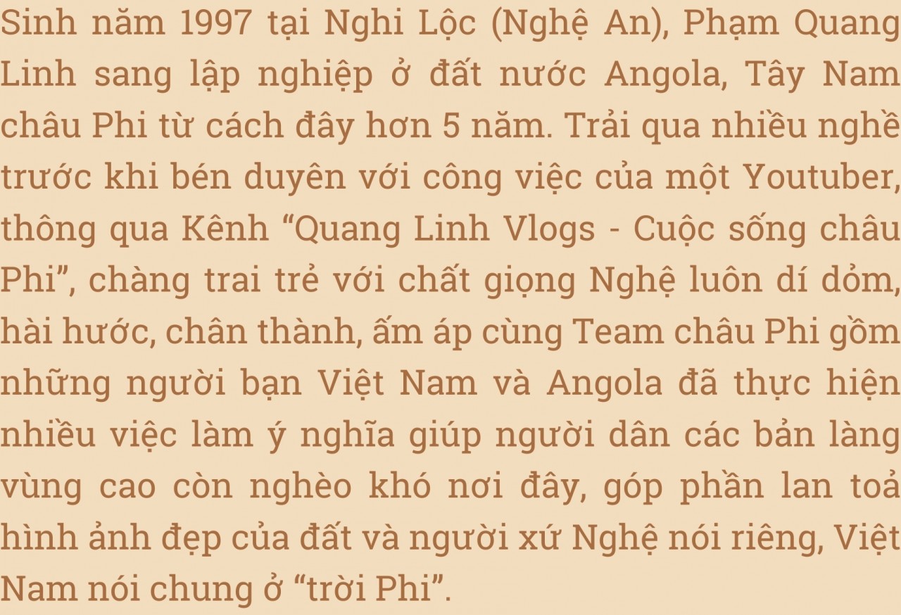 Youtuber Phạm Quang Linh trải lòng về hành trình thiện nguyện ở “trời Phi”