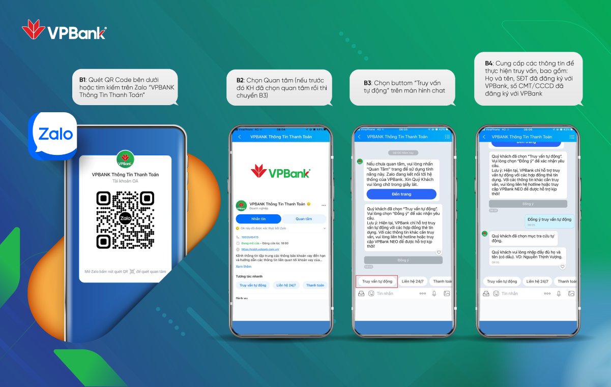 VPBank ra mắt tính năng truy vấn tự động thông tin thẻ tín dụng qua kênh Zalo
