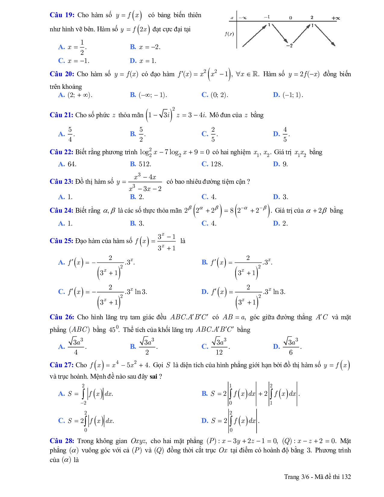 giai chi tiet de thi thu thpt quoc gia 2019 mon toan thpt chuyen dh vinh