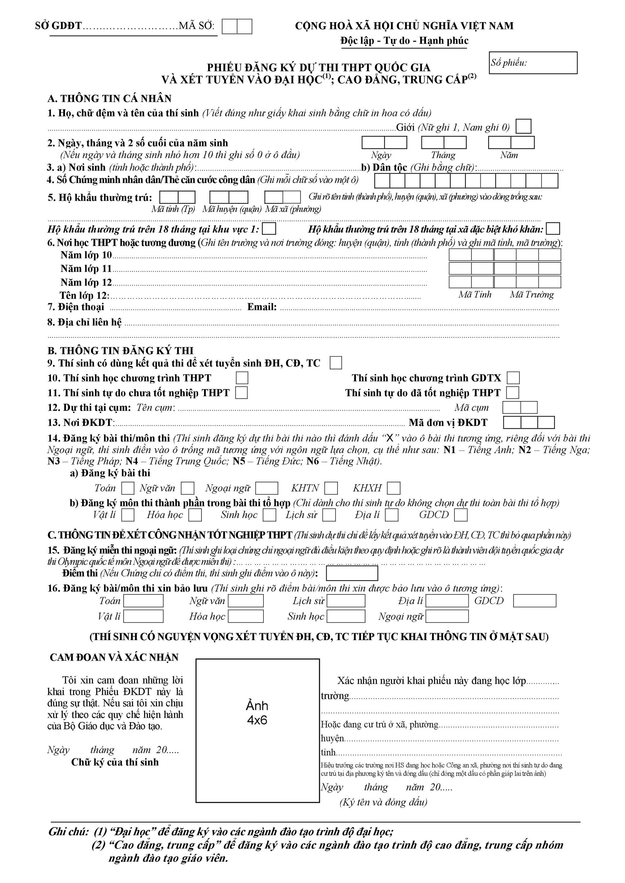 5 loi sai thi sinh thuong mac khi dien phieu dang ki du thi thpt quoc gia 2019