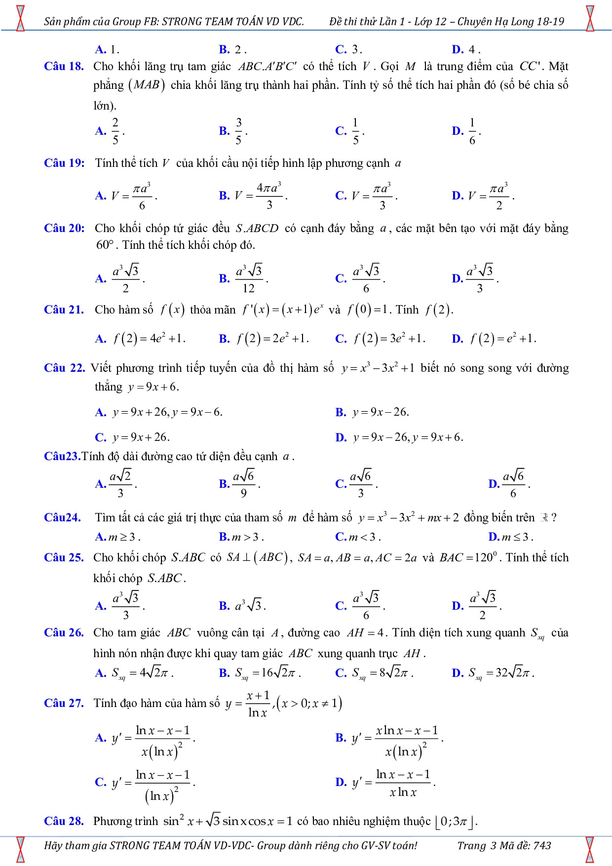 giai chi tiet de thi thu thpt quoc gia 2019 mon toan thpt chuyen ha long