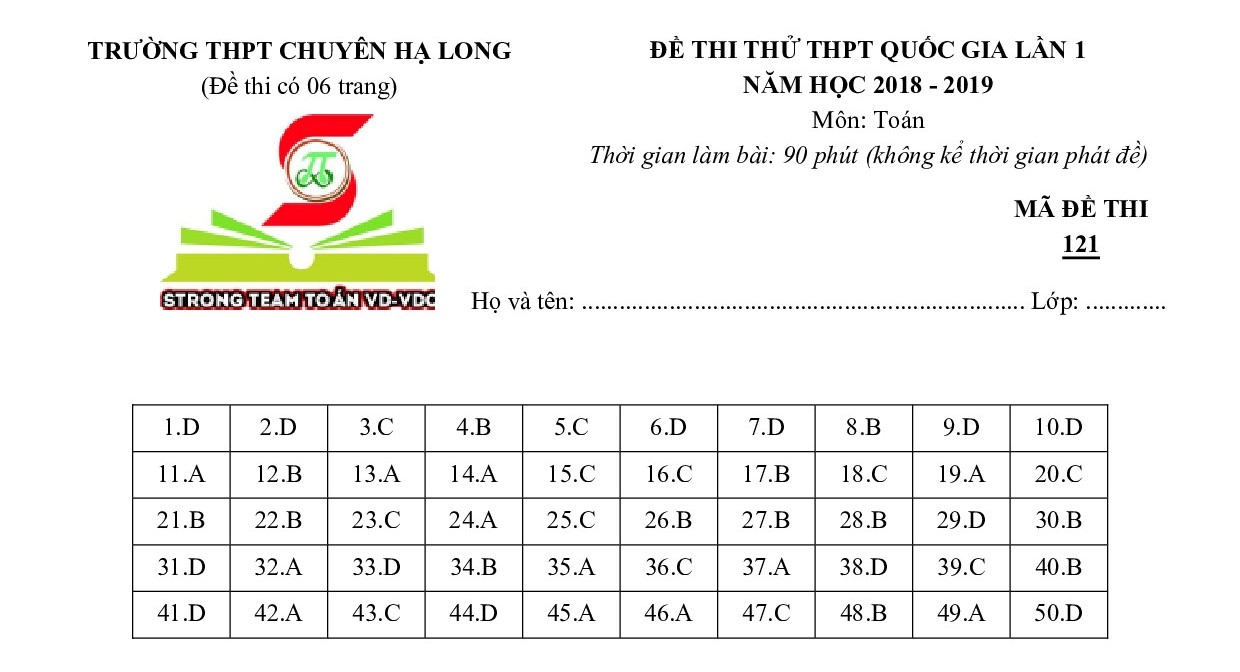 giai chi tiet de thi thu thpt quoc gia 2019 mon toan thpt chuyen ha long