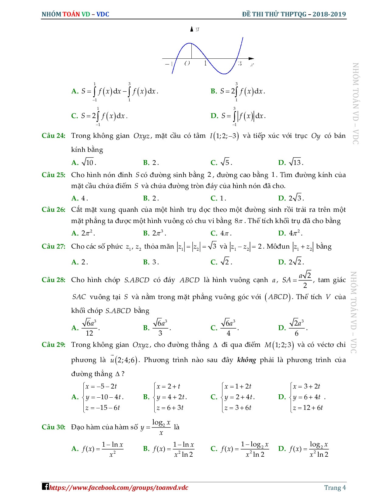 giai chi tiet de thi thu thpt quoc gia 2019 mon toan lan 2 thpt chuyen dh vinh