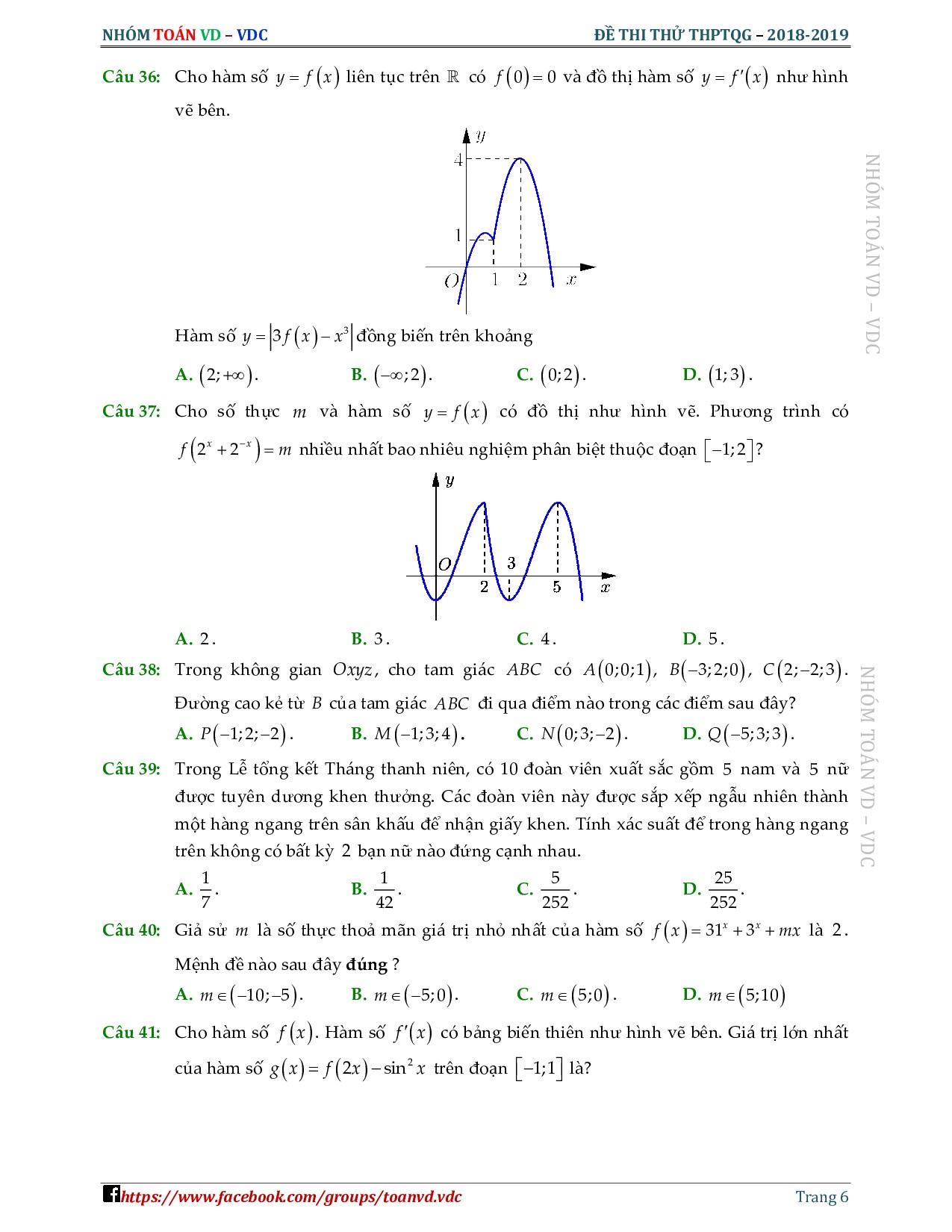 giai chi tiet de thi thu thpt quoc gia 2019 mon toan lan 2 thpt chuyen dh vinh