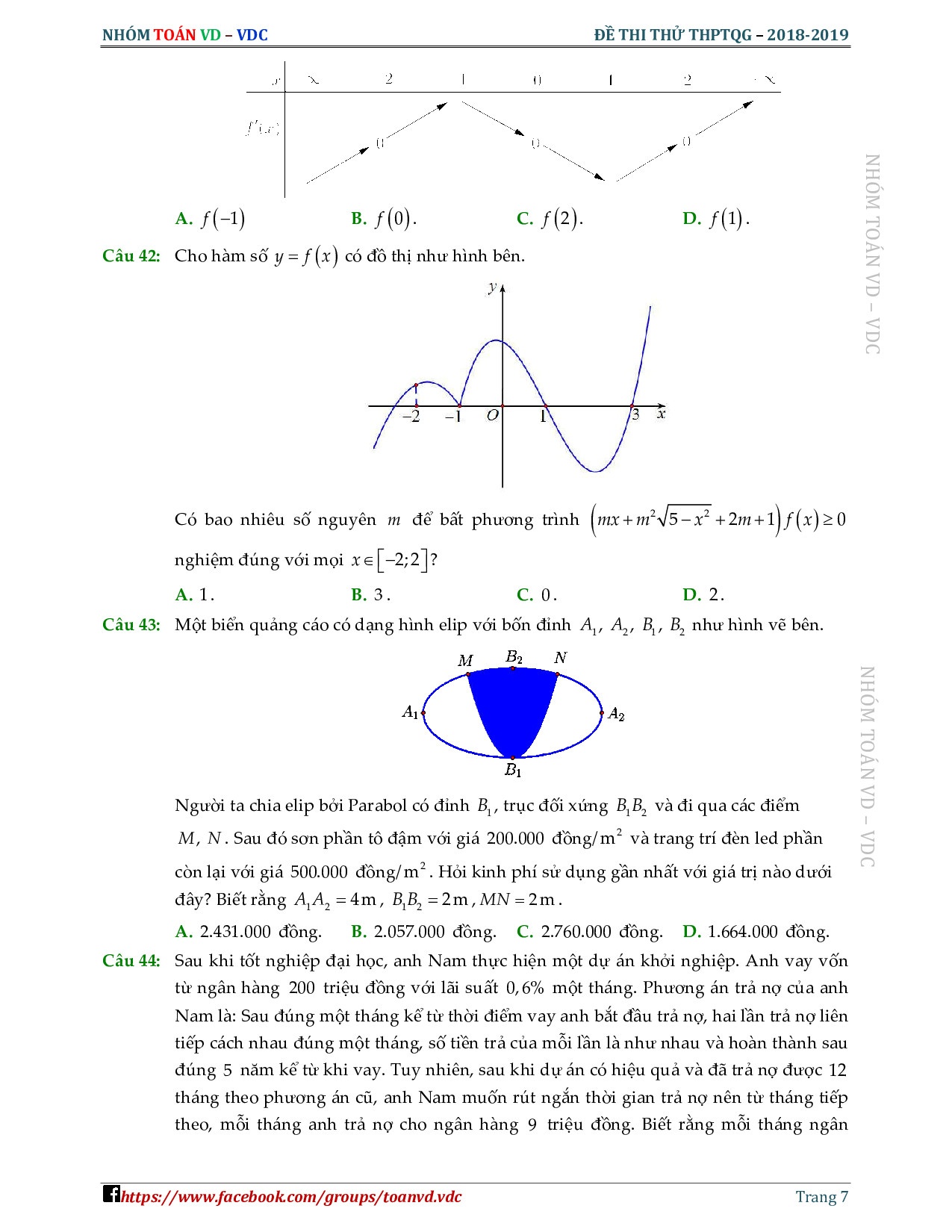 giai chi tiet de thi thu thpt quoc gia 2019 mon toan lan 2 thpt chuyen dh vinh
