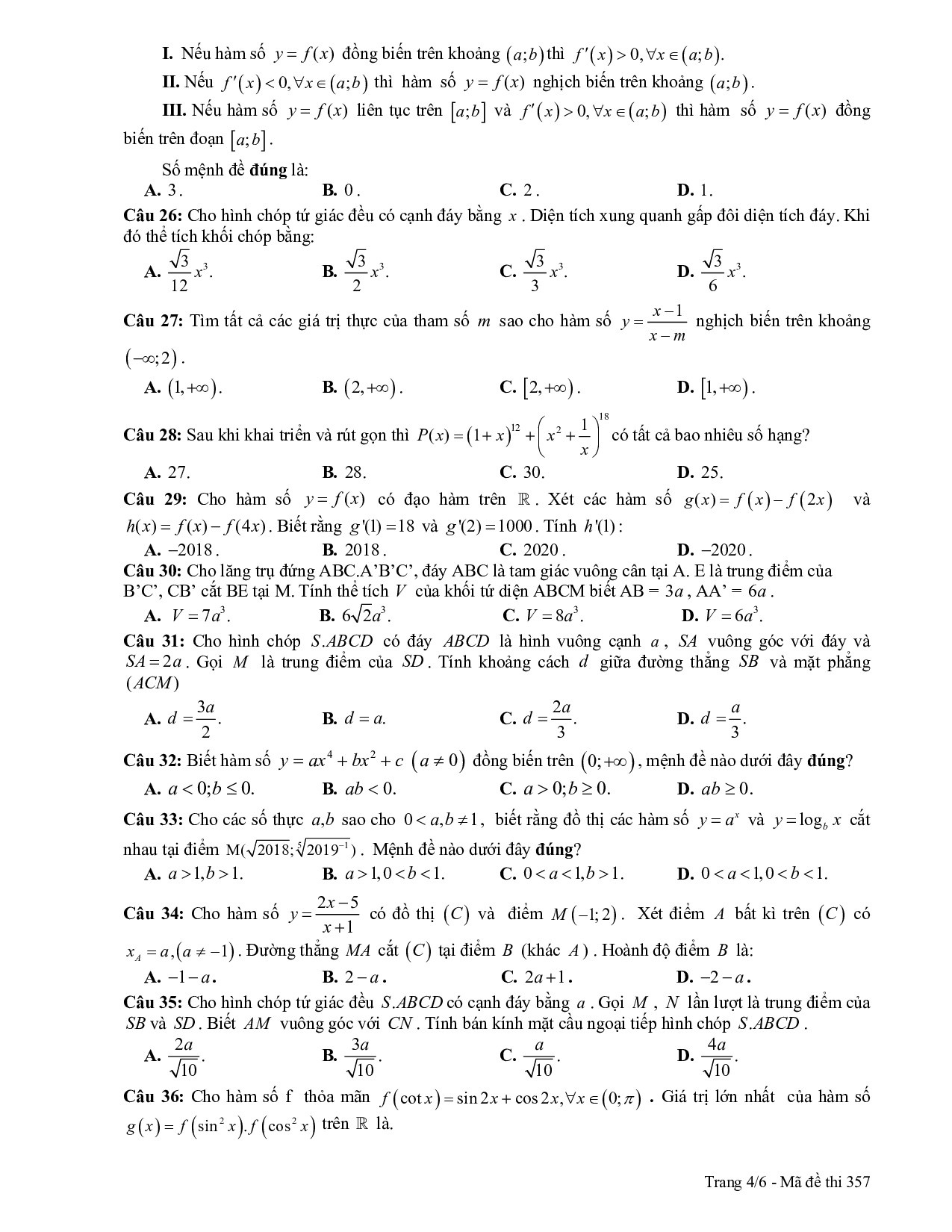 giai chi tiet de thi thu thpt quoc gia 2019 mon toan lan 1 thpt chuyen thai binh