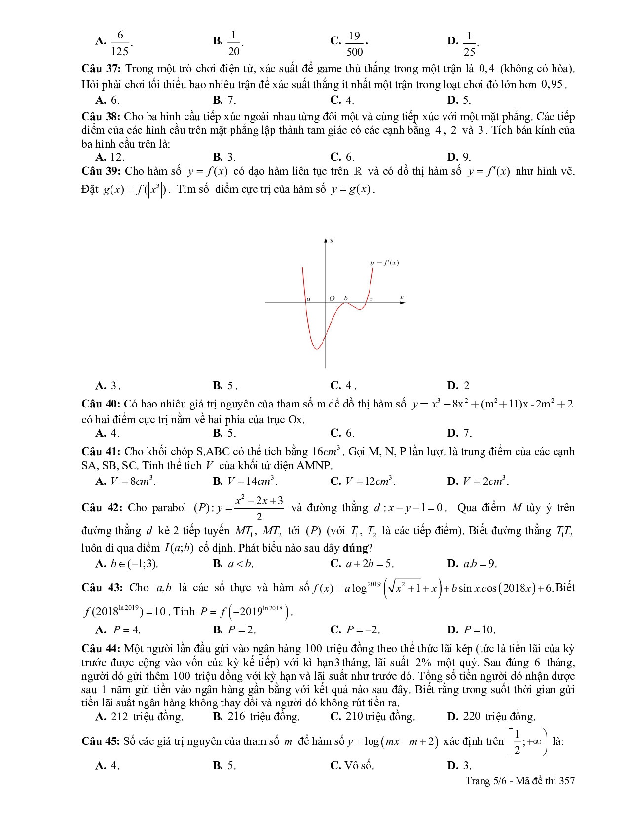 giai chi tiet de thi thu thpt quoc gia 2019 mon toan lan 1 thpt chuyen thai binh