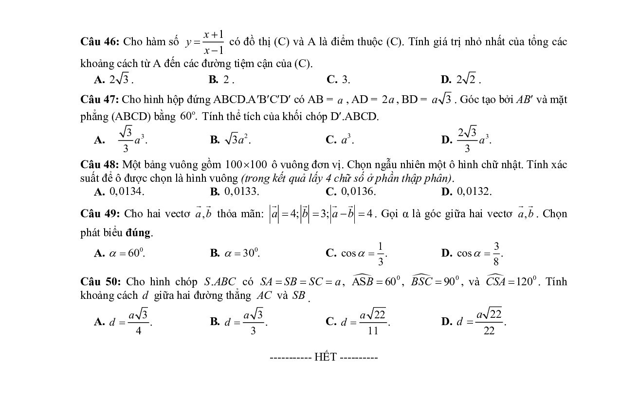 giai chi tiet de thi thu thpt quoc gia 2019 mon toan lan 1 thpt chuyen thai binh