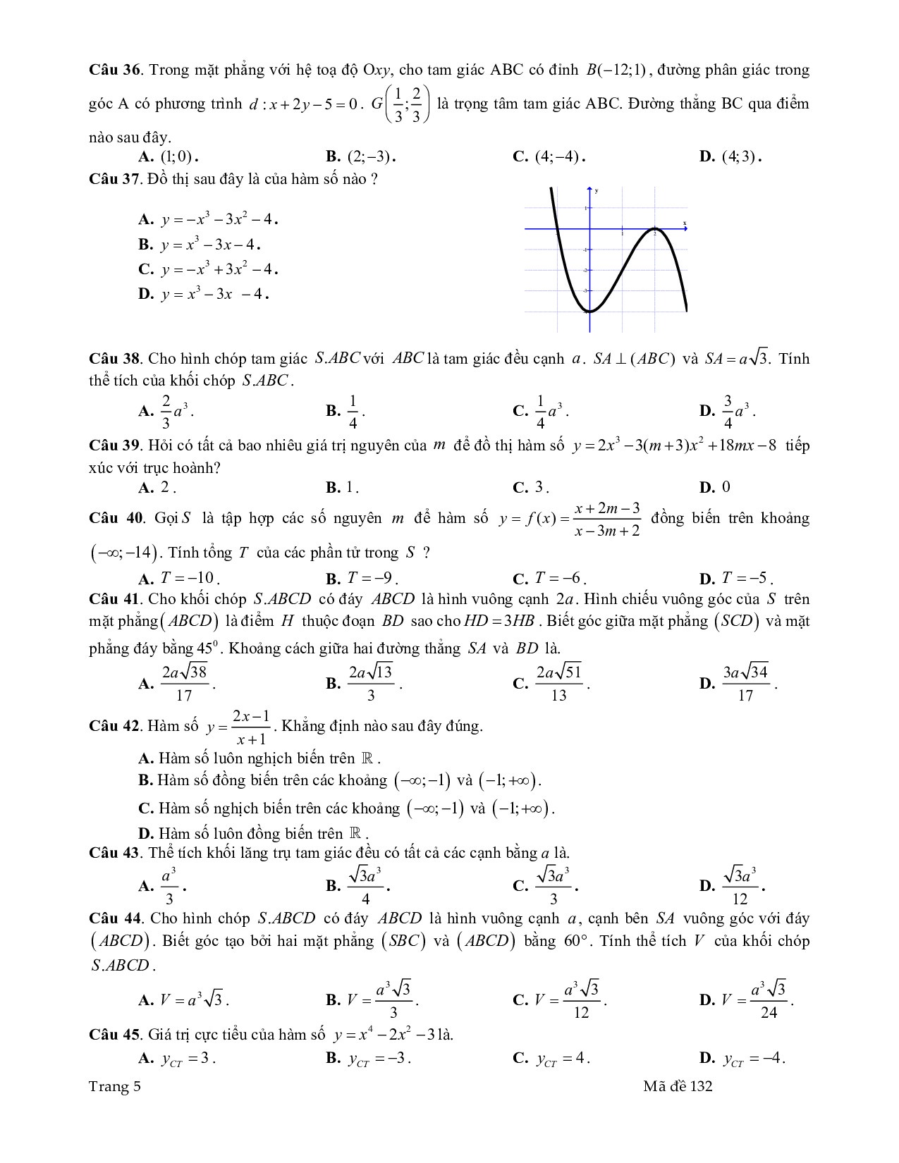 de thi thu thpt quoc gia 2019 mon toan co dap an so gddt bac lieu