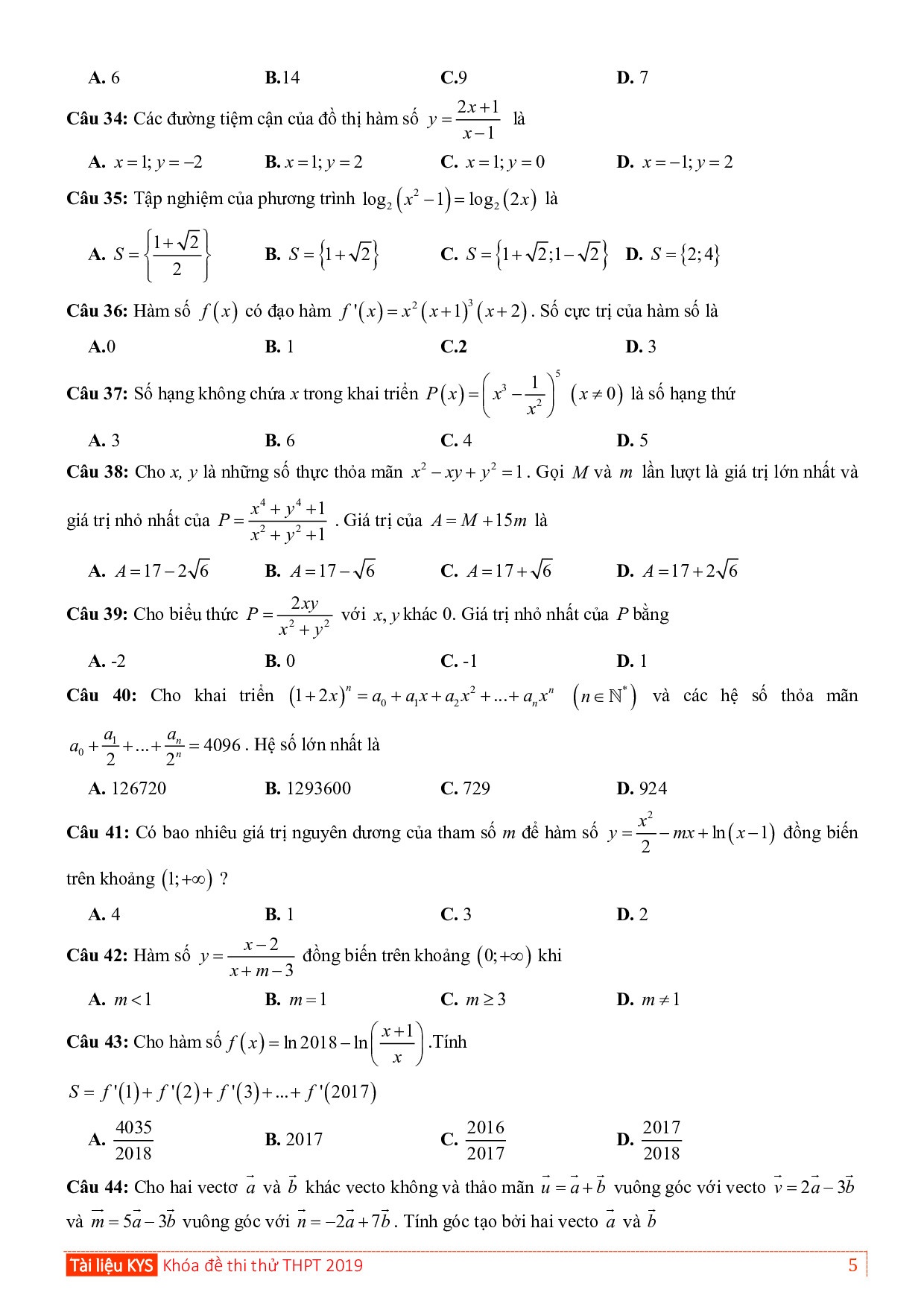 de thi thu thpt quoc gia 2019 mon toan thpt chuyen bac giang