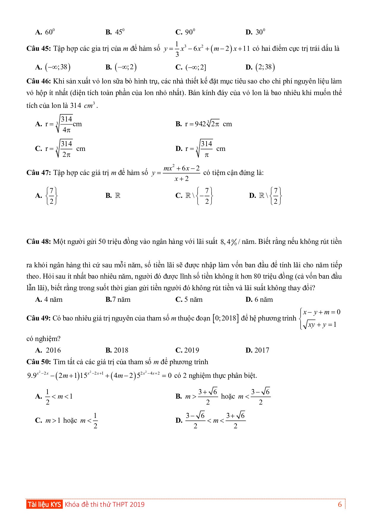 de thi thu thpt quoc gia 2019 mon toan thpt chuyen bac giang