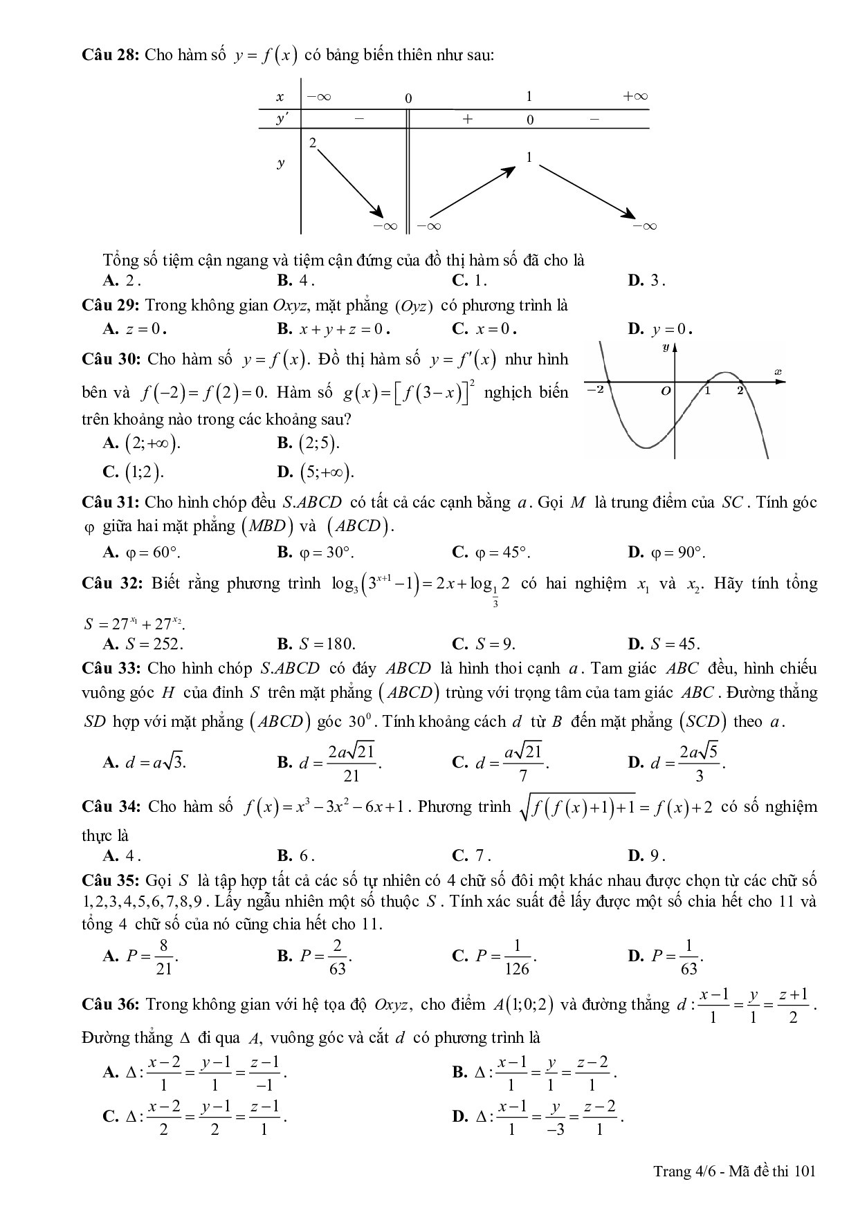 Đề thi thử THPT quốc gia 2019 môn Toán có đáp án chi tiết Sở GD&ĐT Thanh Hóa de thi thu thpt quoc gia 2019 mon toan co dap an chi tiet so gddt thanh hoa
