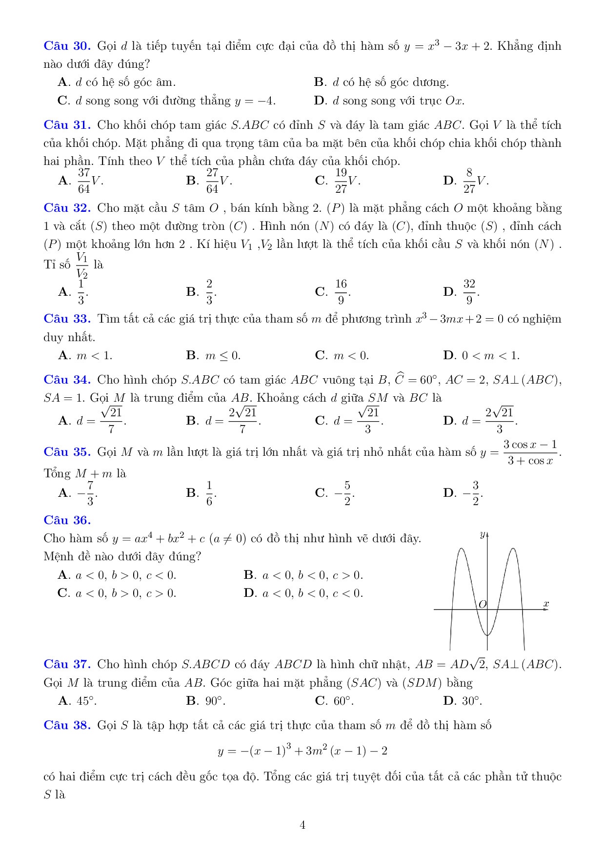 de thi thu thpt quoc gia 2019 mon toan lan 1 so gddt ninh binh co dap an