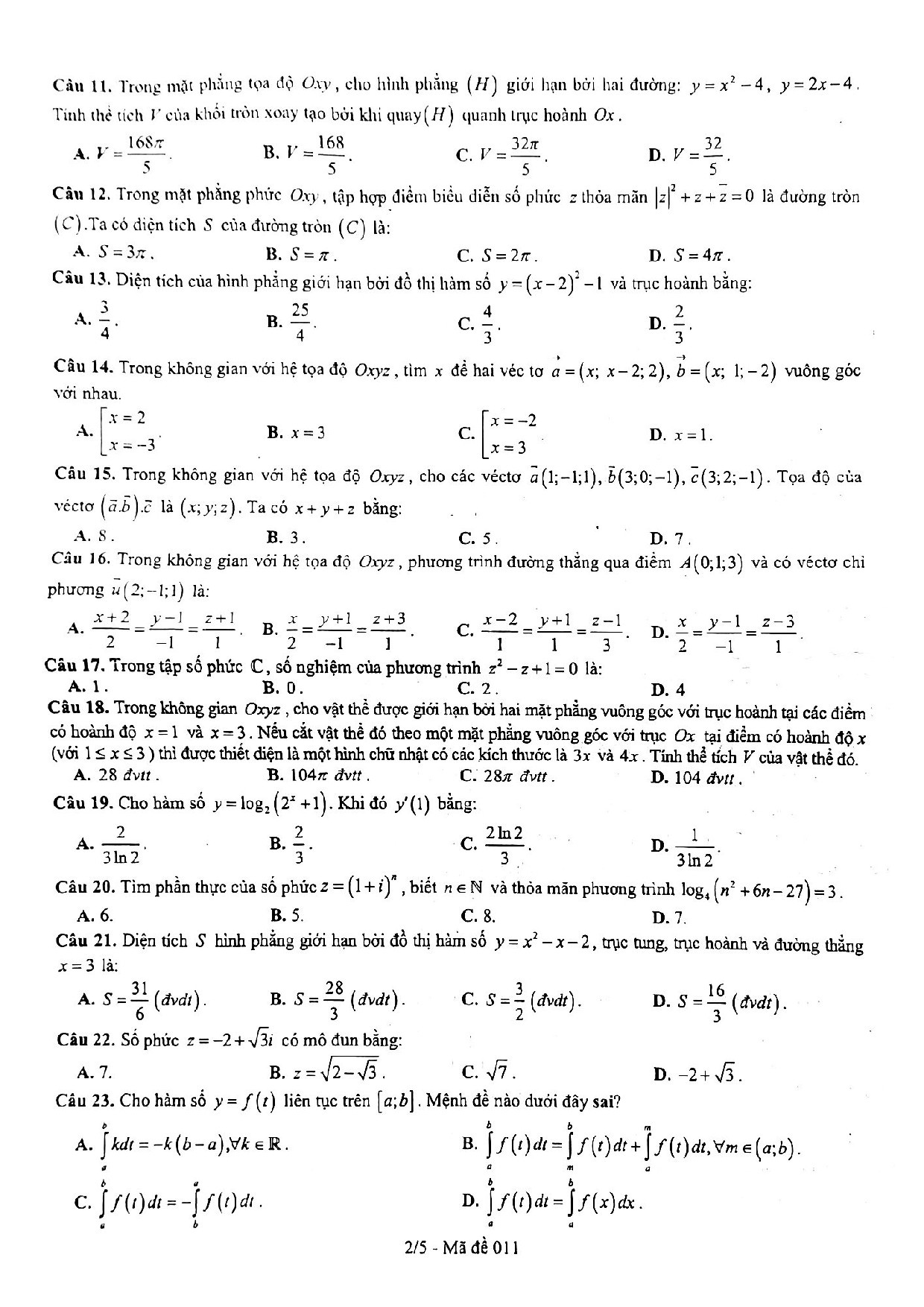 de thi hoc ki 2 mon toan lop 12 nam 2019 truong thpt viet duc ha noi