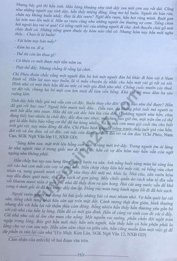 Đề thi thử THPT quốc gia 2019 môn Ngữ văn có đáp án THPT chuyên ĐH Sư phạm de thi thu thpt quoc gia 2019 mon ngu van co dap an thpt chuyen dh su pham