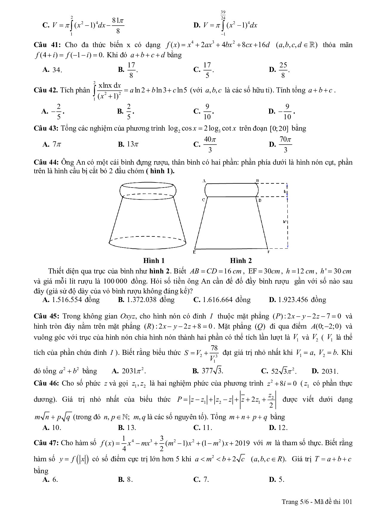 de thi thu thpt quoc gia 2019 mon toan co dap an lien truong thpt nghe an
