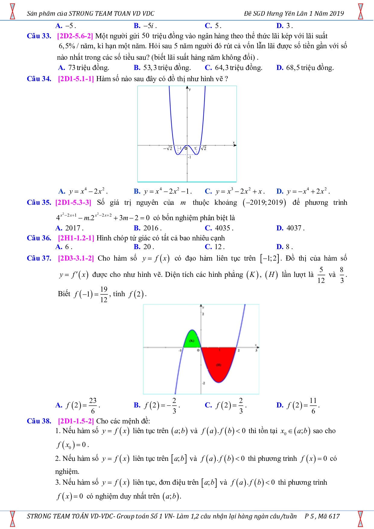 de thi thu thpt quoc gia 2019 mon toan co dap an so gddt hung yen