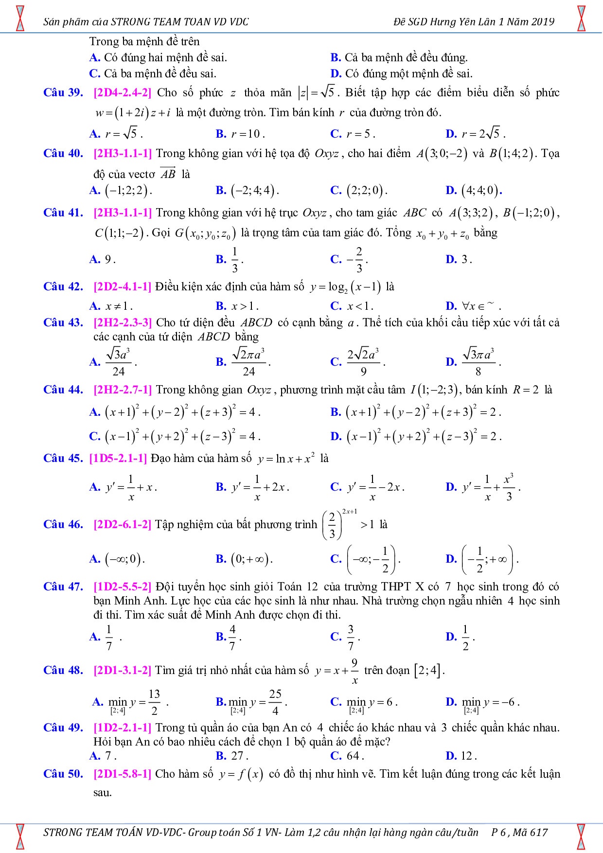 de thi thu thpt quoc gia 2019 mon toan co dap an so gddt hung yen