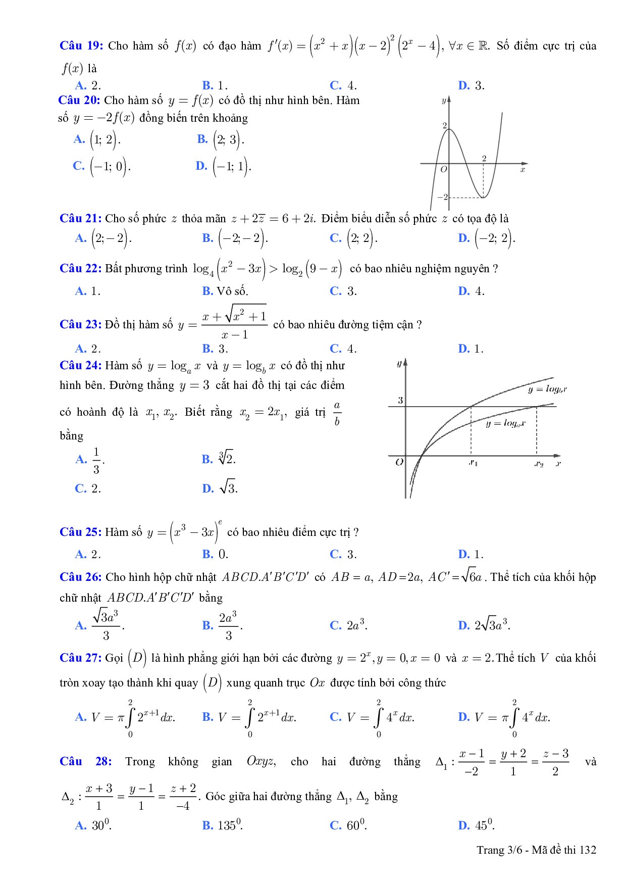de thi thu thpt quoc gia 2019 mon toan lan 3 co dap an thpt chuyen dh vinh