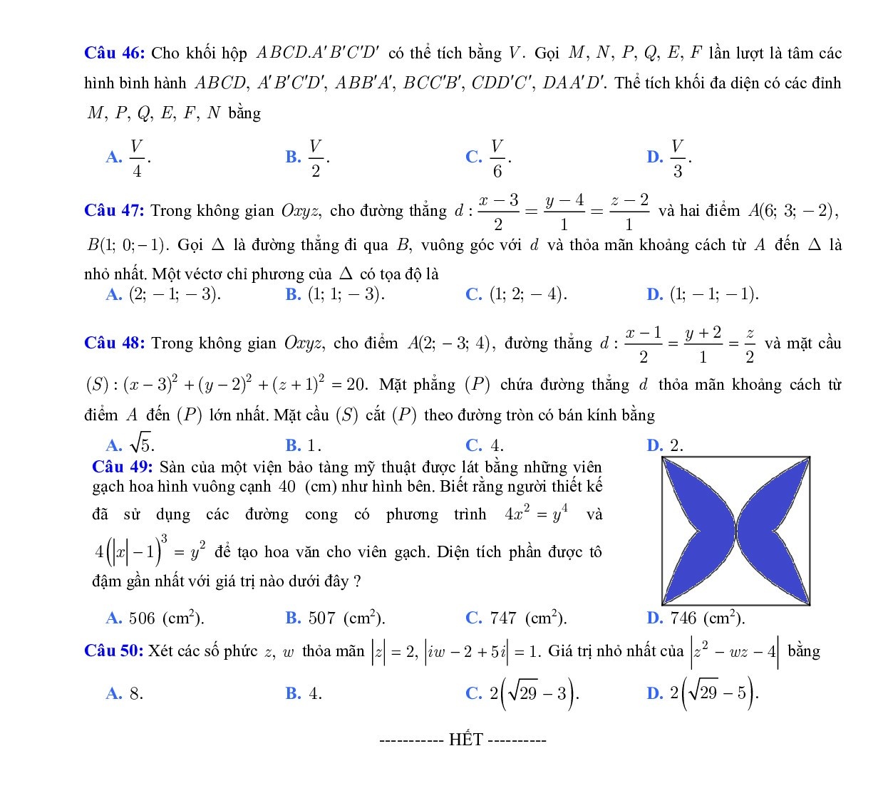 de thi thu thpt quoc gia 2019 mon toan lan 3 co dap an thpt chuyen dh vinh